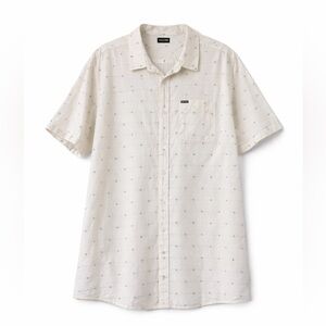 Volcom Men's Cream and Blue Casual Button Down Shirt-New with Tags